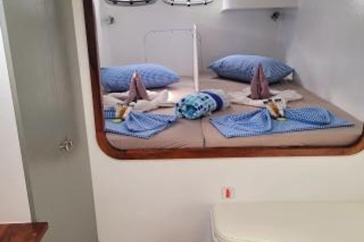 Cabin on Valerie, a Sea Tribe Yachts Sea-Tribe DH550 catamaran at Seychelles, Mahe, Seychelles