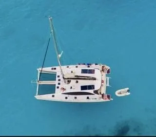 Exterior view of Valerie, a Sea Tribe Yachts Sea-Tribe DH550 catamaran at Seychelles, Mahe, Seychelles