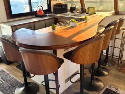Galley of Valerie, a Sea Tribe Yachts Sea-Tribe DH550 catamaran at Seychelles, Mahe, Seychelles