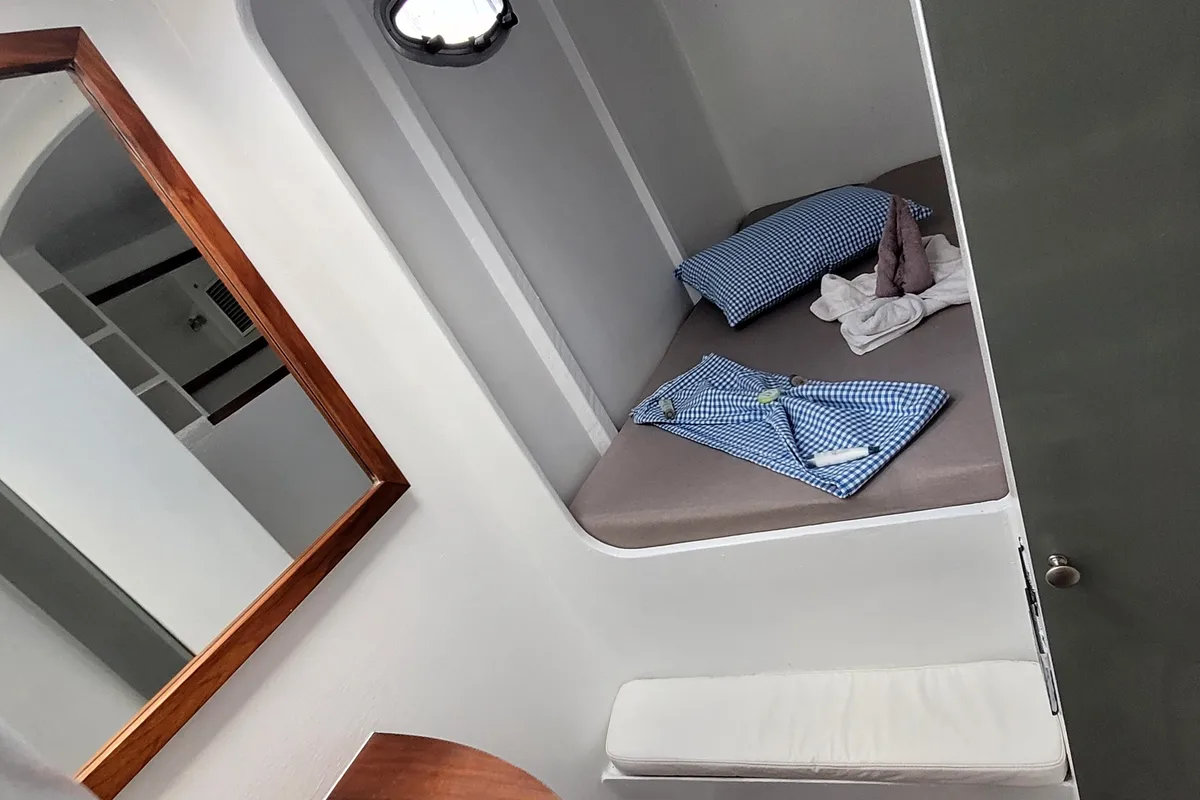 Cabin on Valerie, a Sea Tribe Yachts Sea-Tribe DH550 catamaran at Seychelles, Mahe, Seychelles