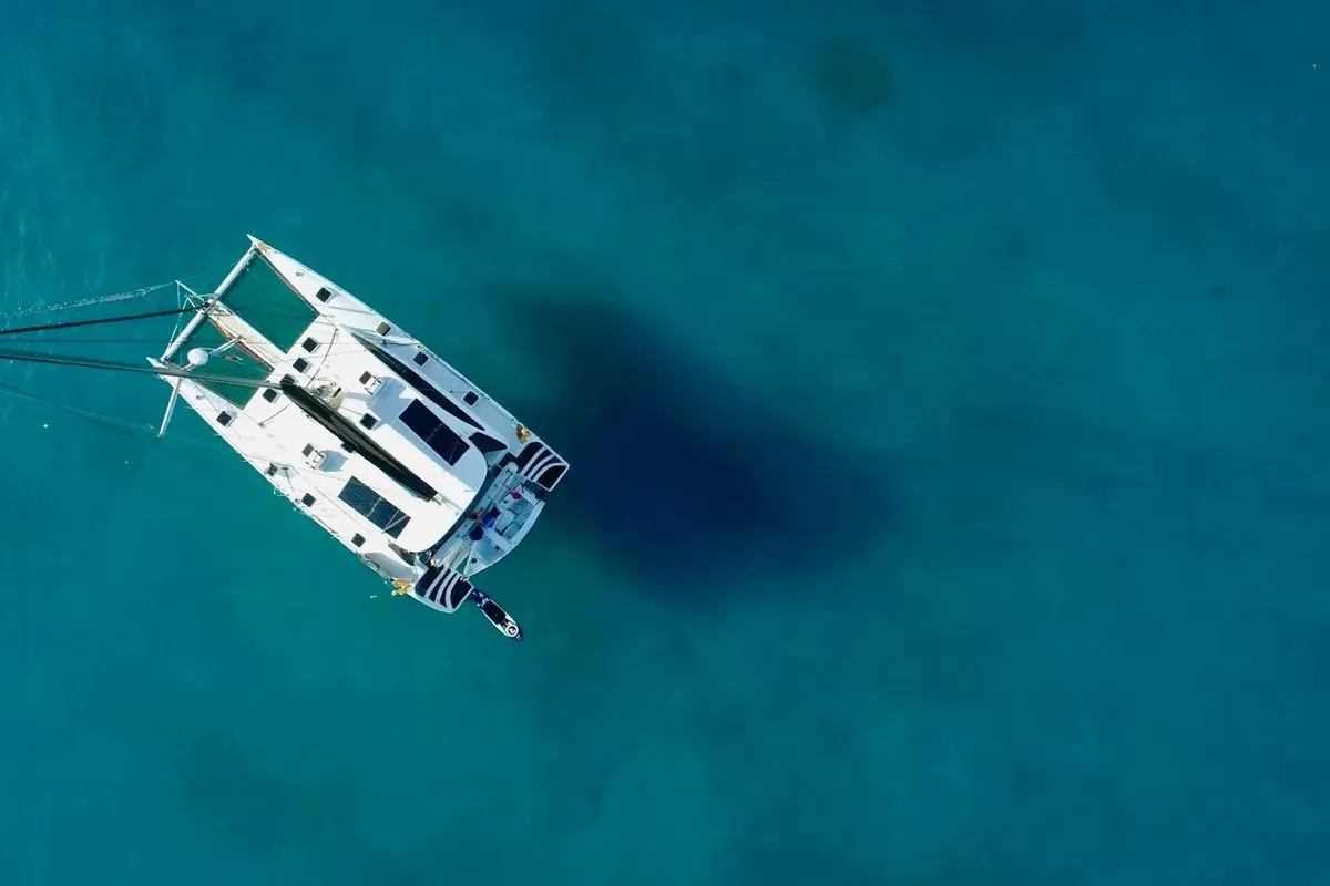 Exterior view of Valerie, a Sea Tribe Yachts Sea-Tribe DH550 catamaran at Seychelles, Mahe, Seychelles