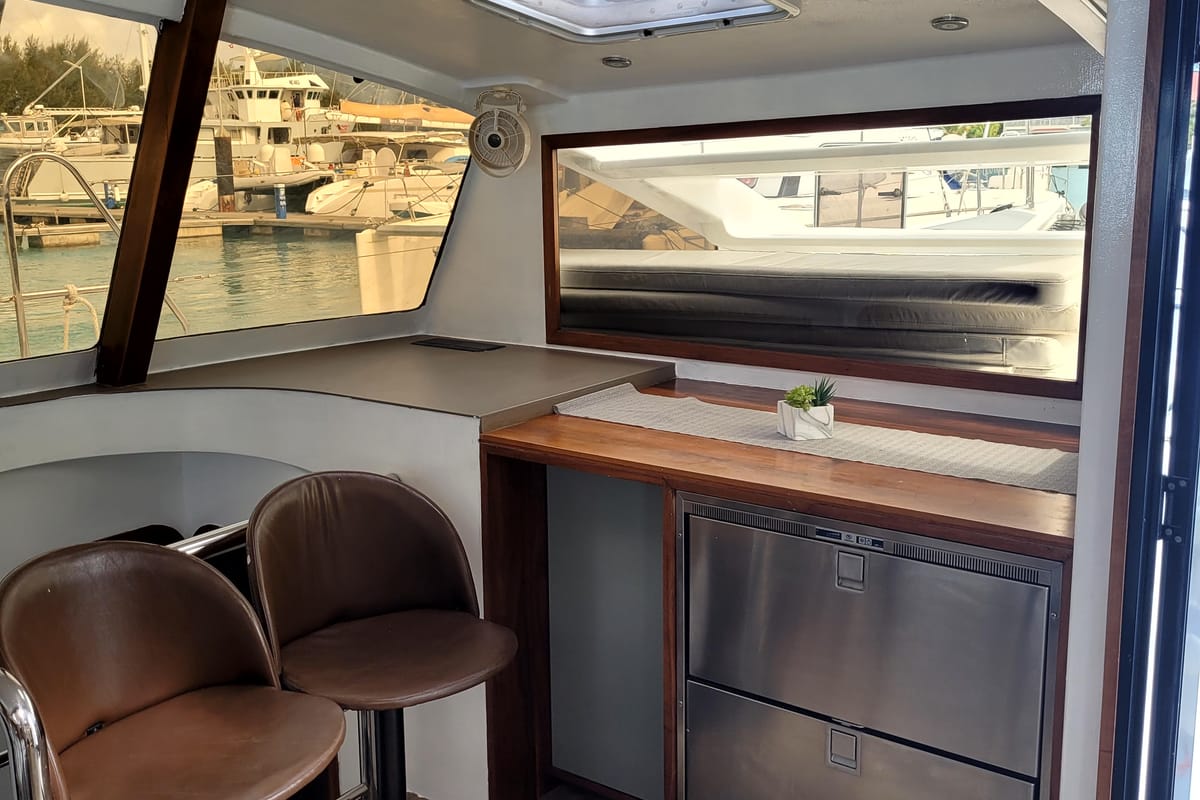 Galley of Valerie, a Sea Tribe Yachts Sea-Tribe DH550 catamaran at Seychelles, Mahe, Seychelles