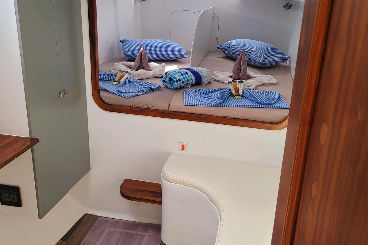 Cabin on Valerie, a Sea Tribe Yachts Sea-Tribe DH550 catamaran at Seychelles, Mahe, Seychelles