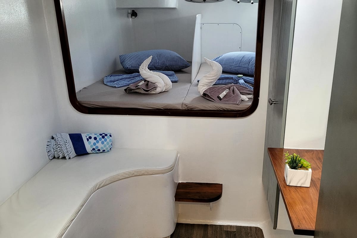 Cabin on Valerie, a Sea Tribe Yachts Sea-Tribe DH550 catamaran at Seychelles, Mahe, Seychelles