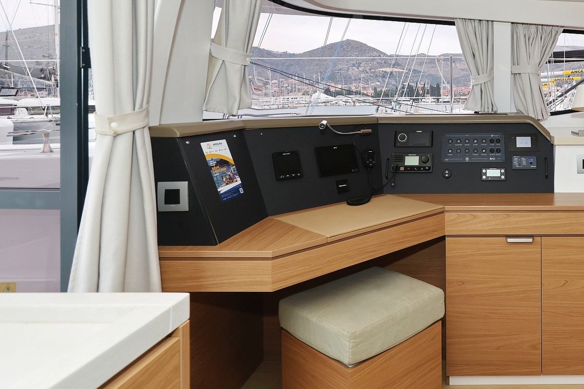 Cockpit of Imagination, a Bali 4.4 catamaran at Grad Trogir, Croatia