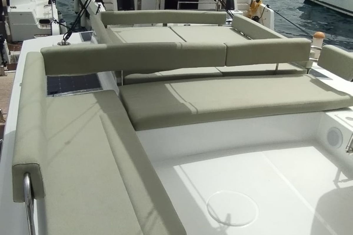 Deck of Imagination, a Bali 4.4 catamaran at Grad Trogir, Croatia