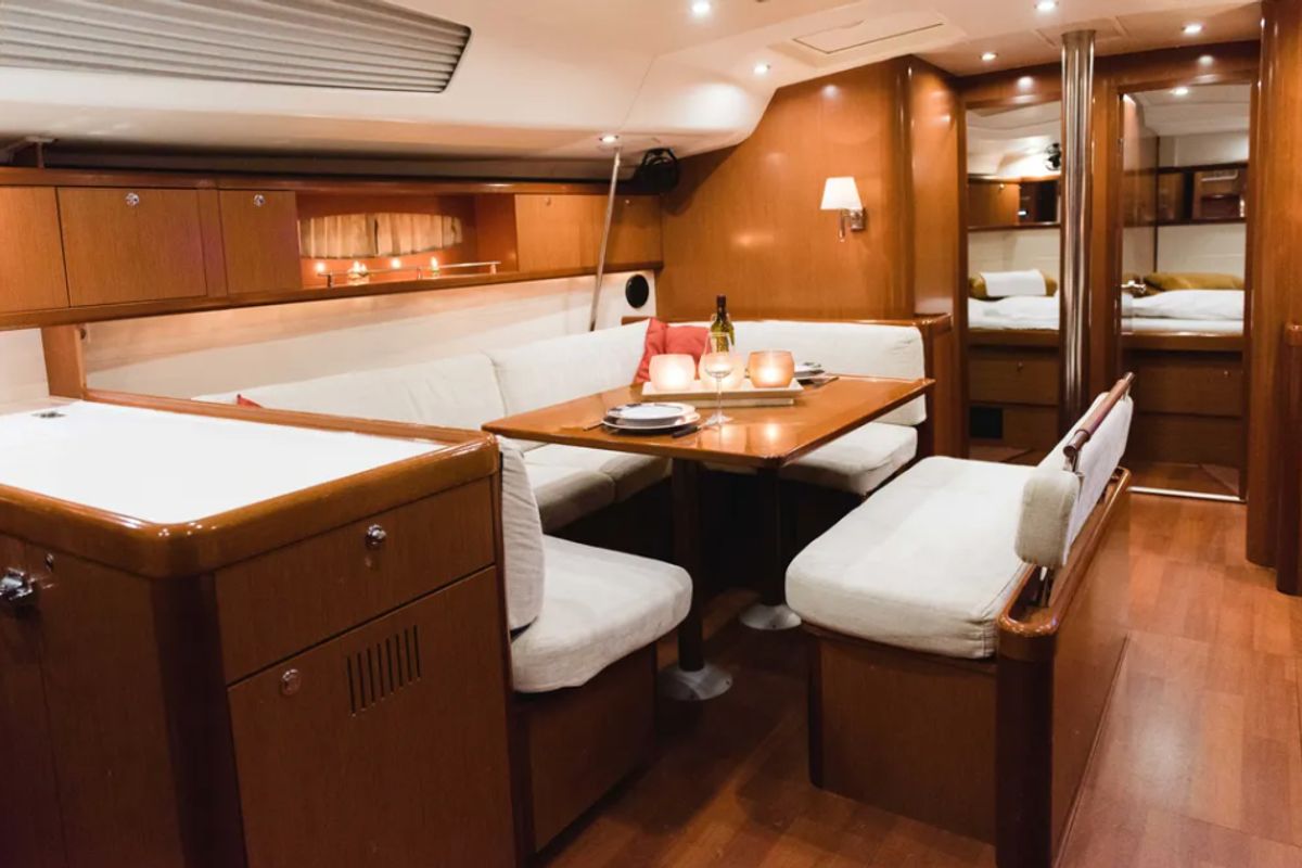 Salon of Alex, a Beneteau Oceanis 54 sailboat at Municipal Unit of Lefkada, Greece