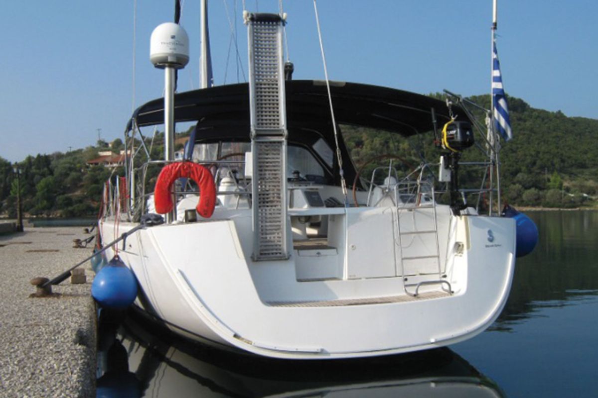 Deck of Alex, a Beneteau Oceanis 54 sailboat at Municipal Unit of Lefkada, Greece