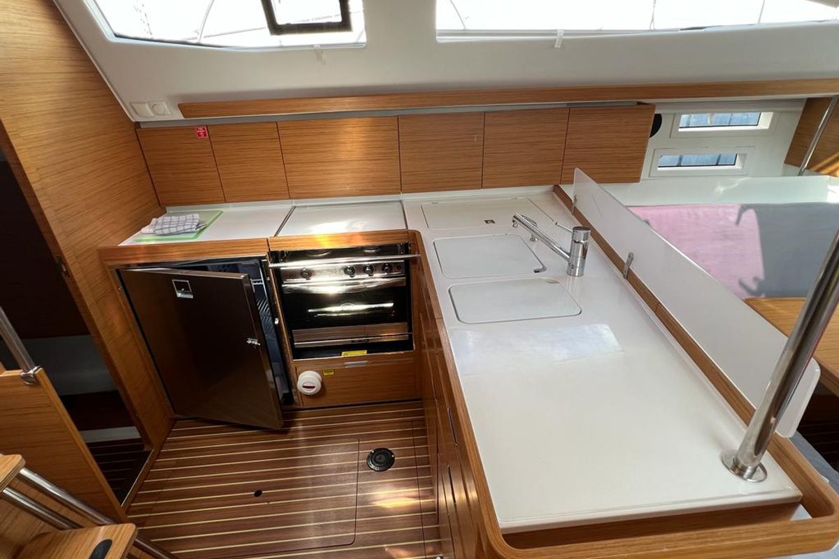 Galley of Kaminari, a Elan Impression 45 sailboat at Punat, Croatia