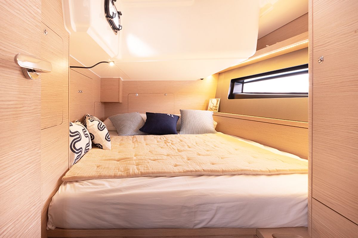 Cabin on Callipigia, a Dufour 41 sailboat at Cagliari, Italy