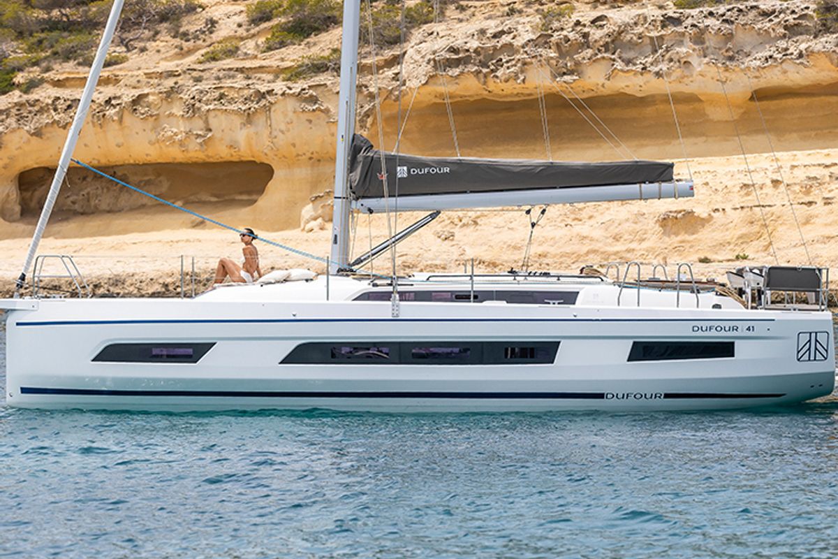 Galley of Callipigia, a Dufour 41 sailboat at Cagliari, Italy