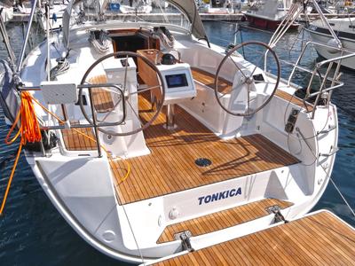 Cockpit of Tonkica, a Bavaria Cruiser 34 sailboat at Split, Croatia