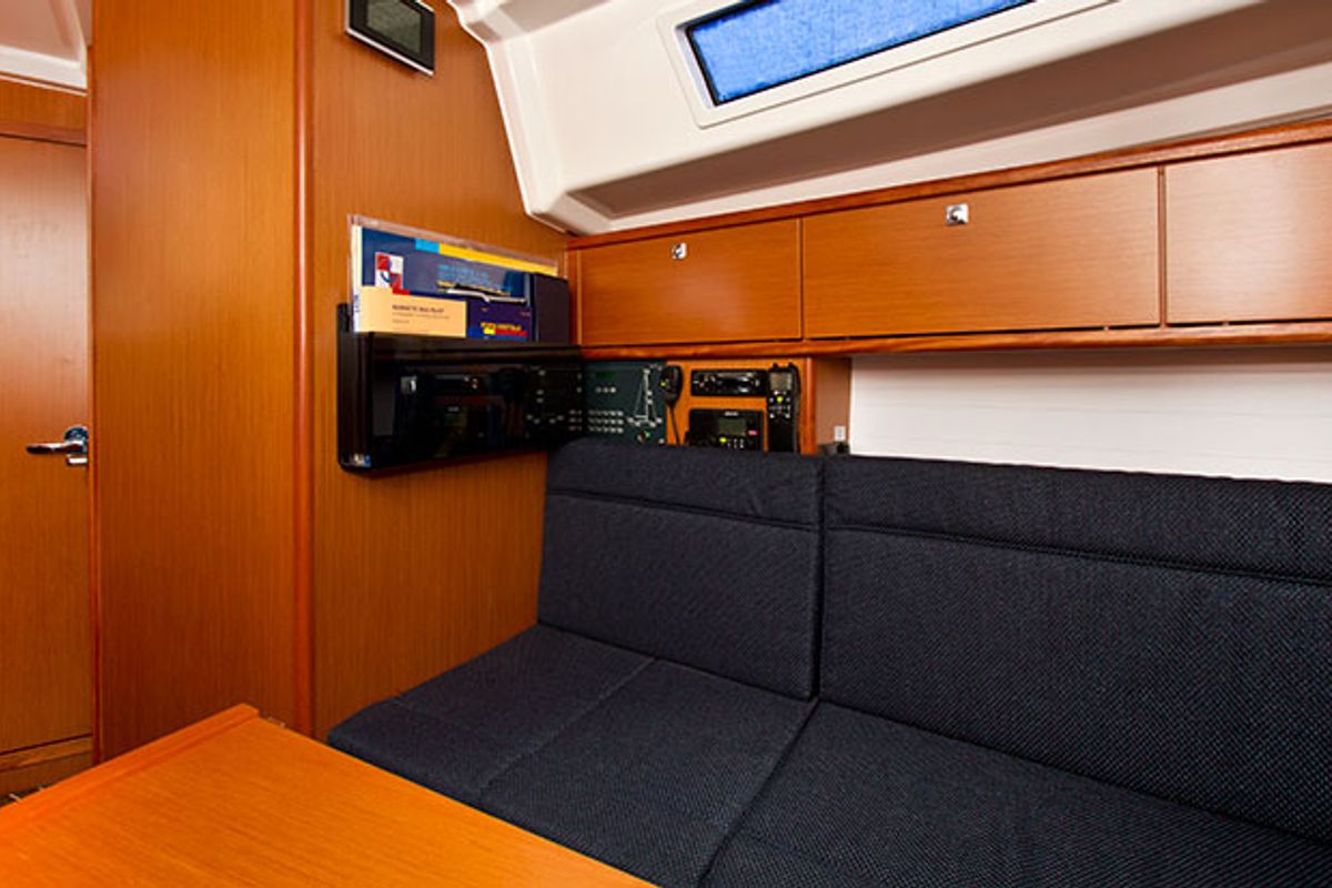 Salon of Tonkica, a Bavaria Cruiser 34 sailboat at Split, Croatia