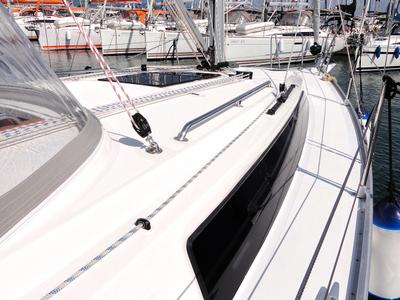 Deck of Tonkica, a Bavaria Cruiser 34 sailboat at Split, Croatia