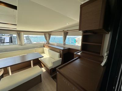 Salon of Sella III, a Lagoon 46 catamaran at Figari/Golfo Aranci, Italy