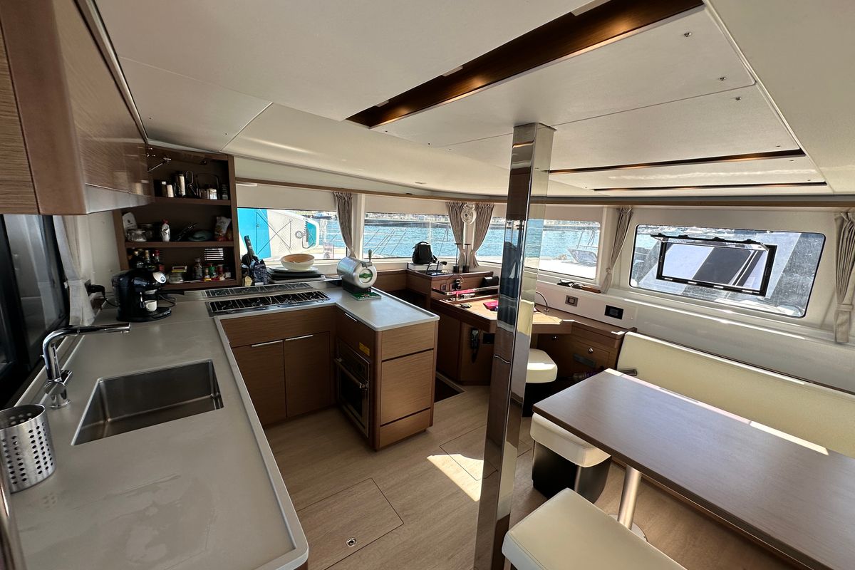 Galley of Sella III, a Lagoon 46 catamaran at Figari/Golfo Aranci, Italy