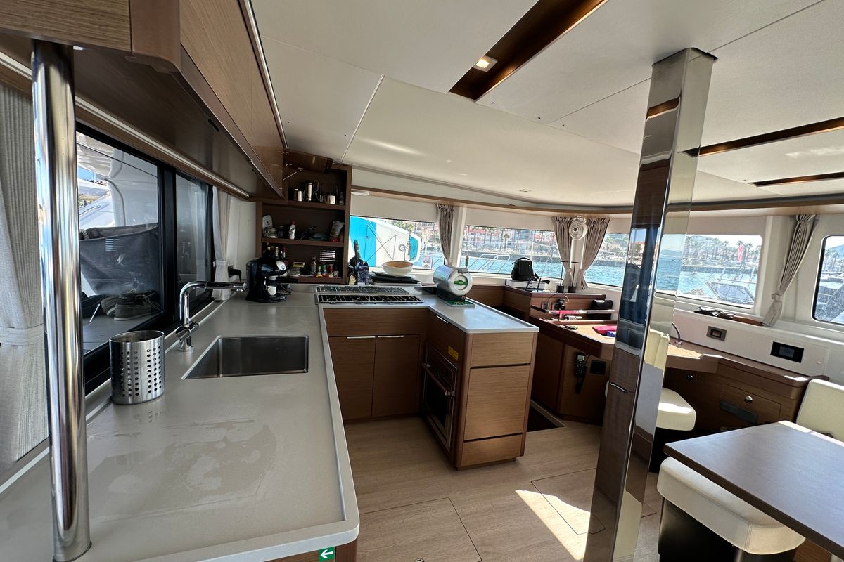 Galley of Sella III, a Lagoon 46 catamaran at Figari/Golfo Aranci, Italy