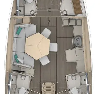 Floor plan of Bossa Nova, a Dufour 44 sailboat at Grad Vodice, Croatia