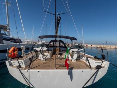 Cockpit of Avalon, a Solaris Yachts Solaris 55 sailboat at Olbia, Italy
