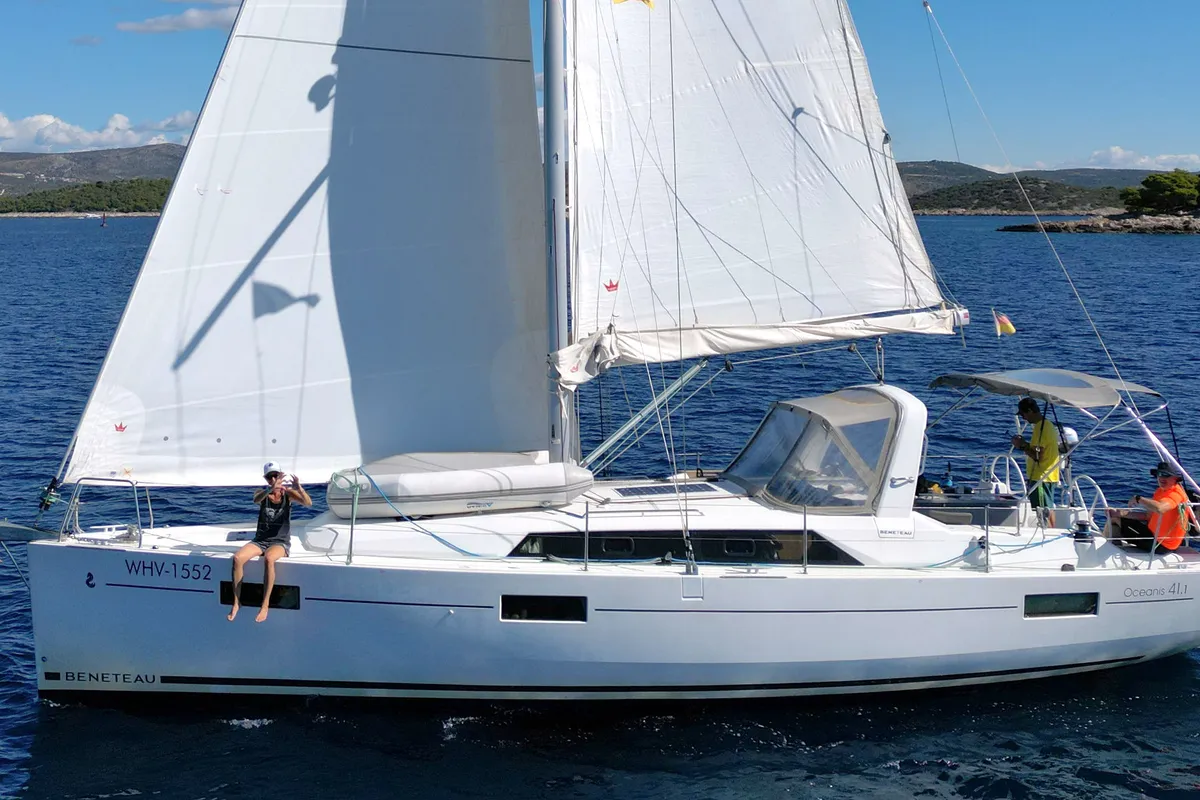 Exterior view of All Winds, a Beneteau Oceanis 41.1 sailboat at Općina Rogoznica, Croatia