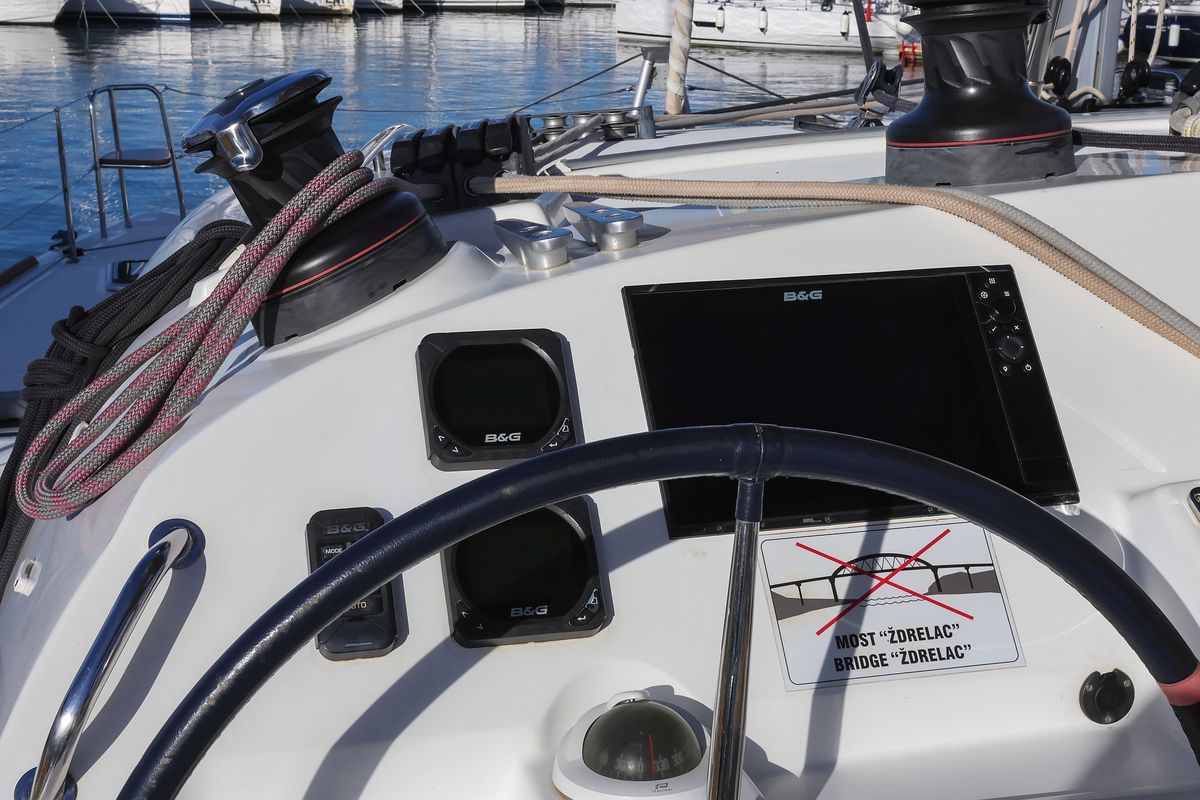 Cockpit of First Choice, a Lagoon 400 S2 catamaran at Grad Biograd na Moru, Croatia