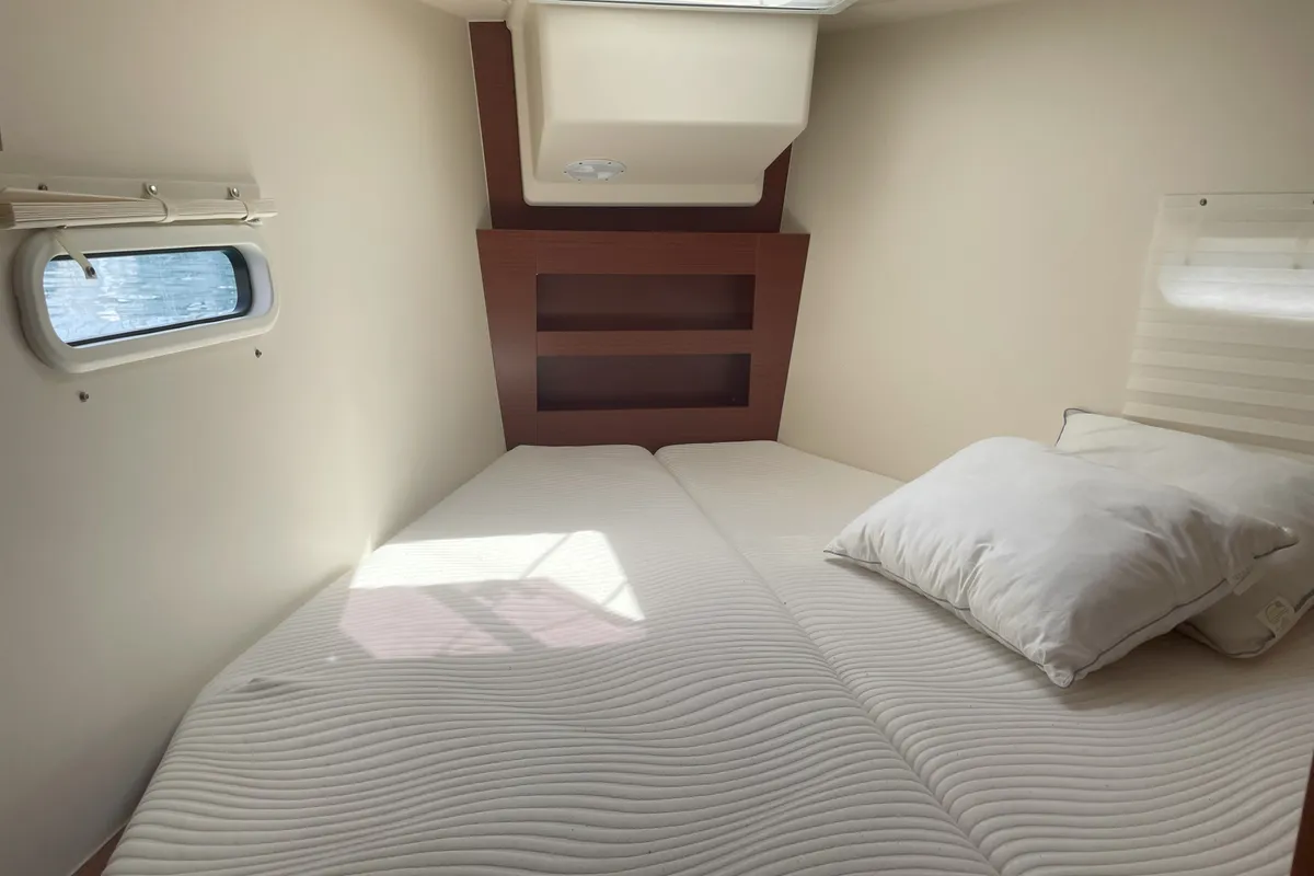 Cabin on Medusa III, a Hanse Yachts Hanse 388 sailboat at Municipal Unit of Lefkada, Greece