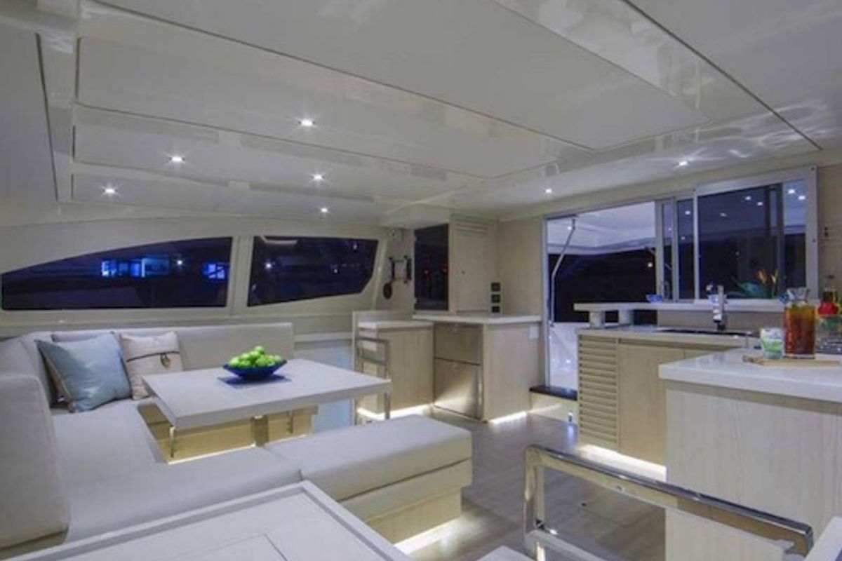 Salon of Premium +, a Leopard 51 PC catamaran at Gżira, Malta