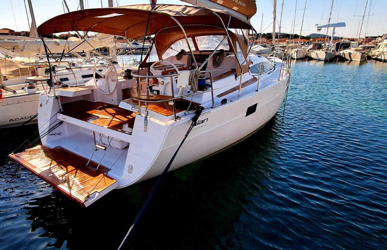Suzy, a Elan Impression 50 sailboat at Grad Biograd na Moru, Croatia