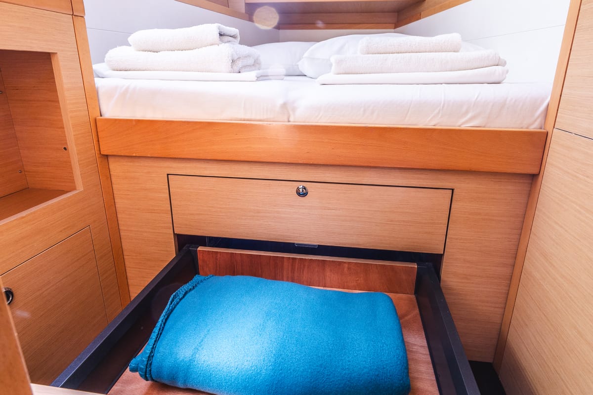 Cabin on Deep Blue, a Lagoon 39 catamaran at Municipal Unit of Lefkada, Greece