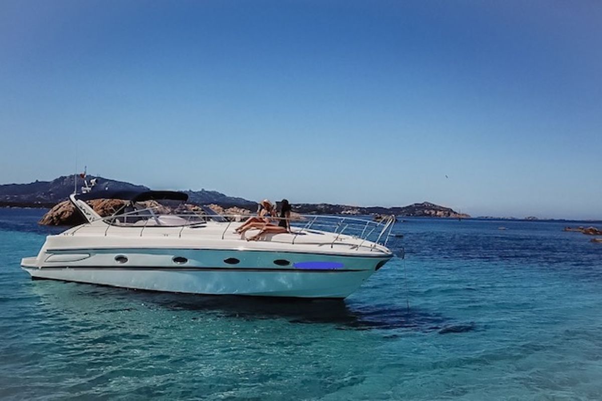 Exterior view of Notorius, a Mira 40 motorboat at Olbia, Italy