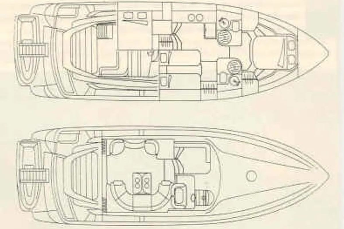Floor plan of Klara, a Sunseeker Manhattan 48 motorboat at Grad Kaštela, Croatia