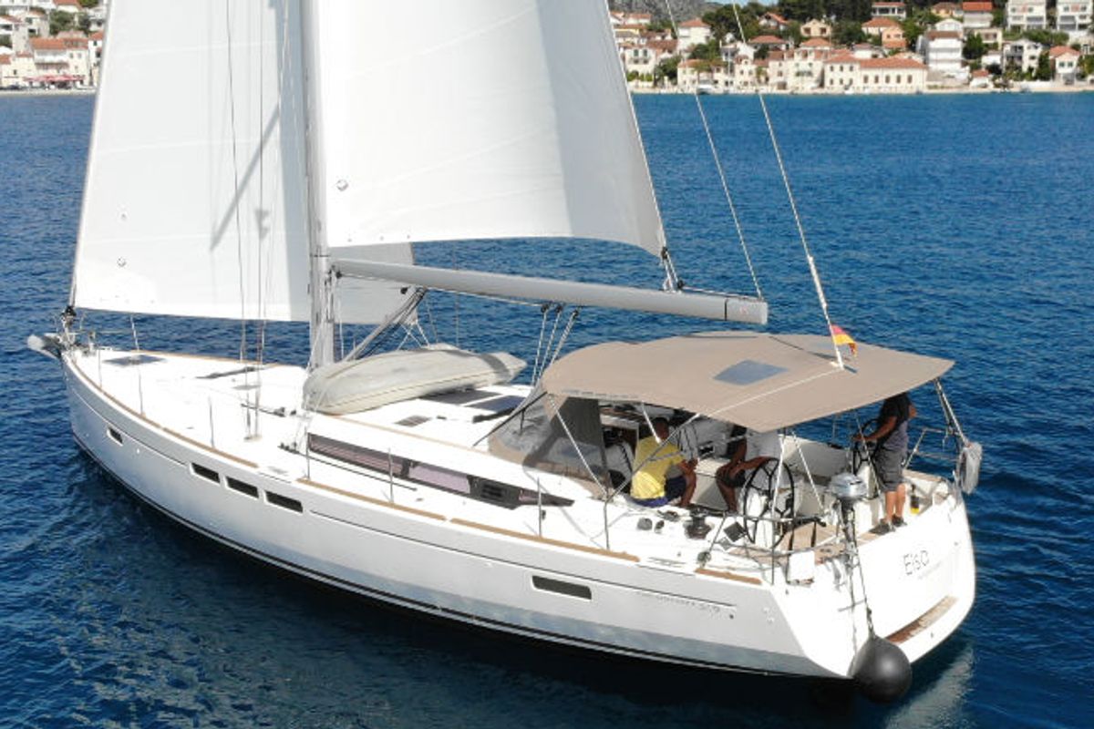 Exterior view of Elsa, a Jeanneau Sun Odyssey 519 sailboat at Općina Rogoznica, Croatia
