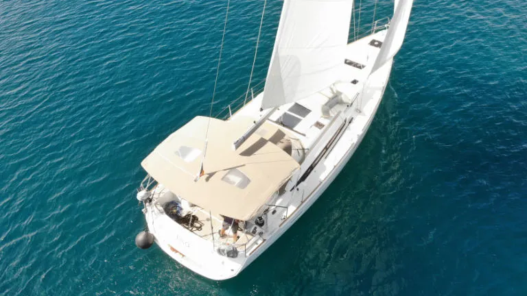 Exterior view of Elsa, a Jeanneau Sun Odyssey 519 sailboat at Općina Rogoznica, Croatia