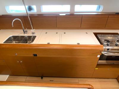 Galley of Elsa, a Jeanneau Sun Odyssey 519 sailboat at Općina Rogoznica, Croatia