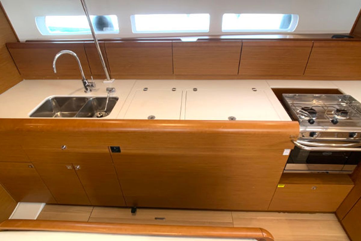 Galley of Elsa, a Jeanneau Sun Odyssey 519 sailboat at Općina Rogoznica, Croatia