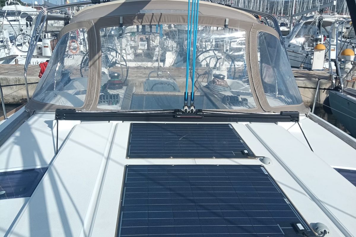 Deck of Elsa, a Jeanneau Sun Odyssey 519 sailboat at Općina Rogoznica, Croatia