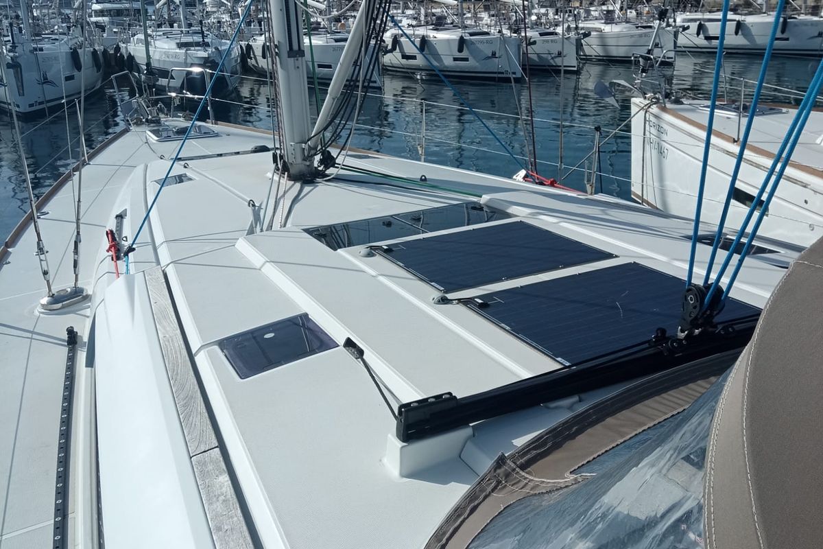Deck of Elsa, a Jeanneau Sun Odyssey 519 sailboat at Općina Rogoznica, Croatia