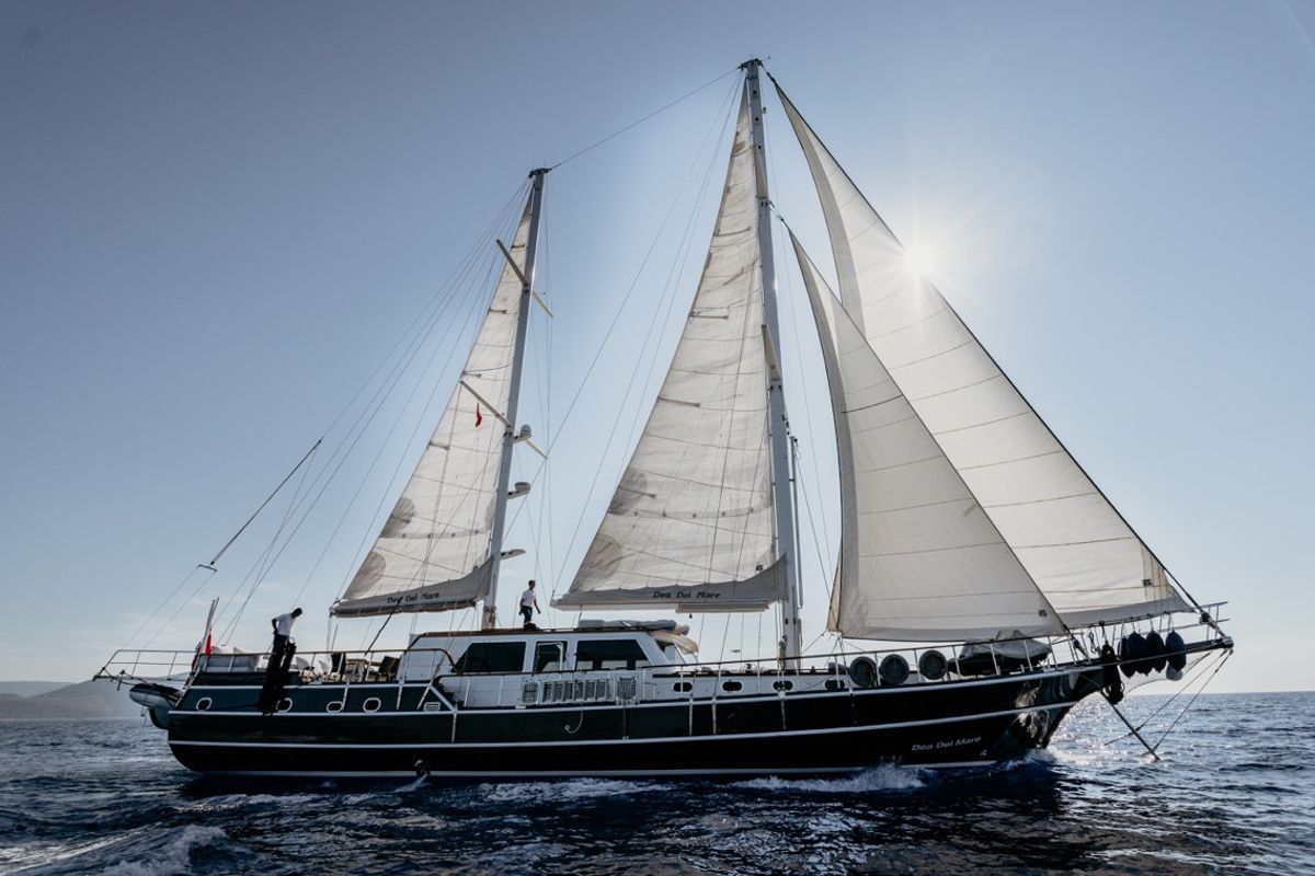 Exterior view of Dea Del Mare, a Custom Made Dea Del Mare yacht at Bodrum, Turkey
