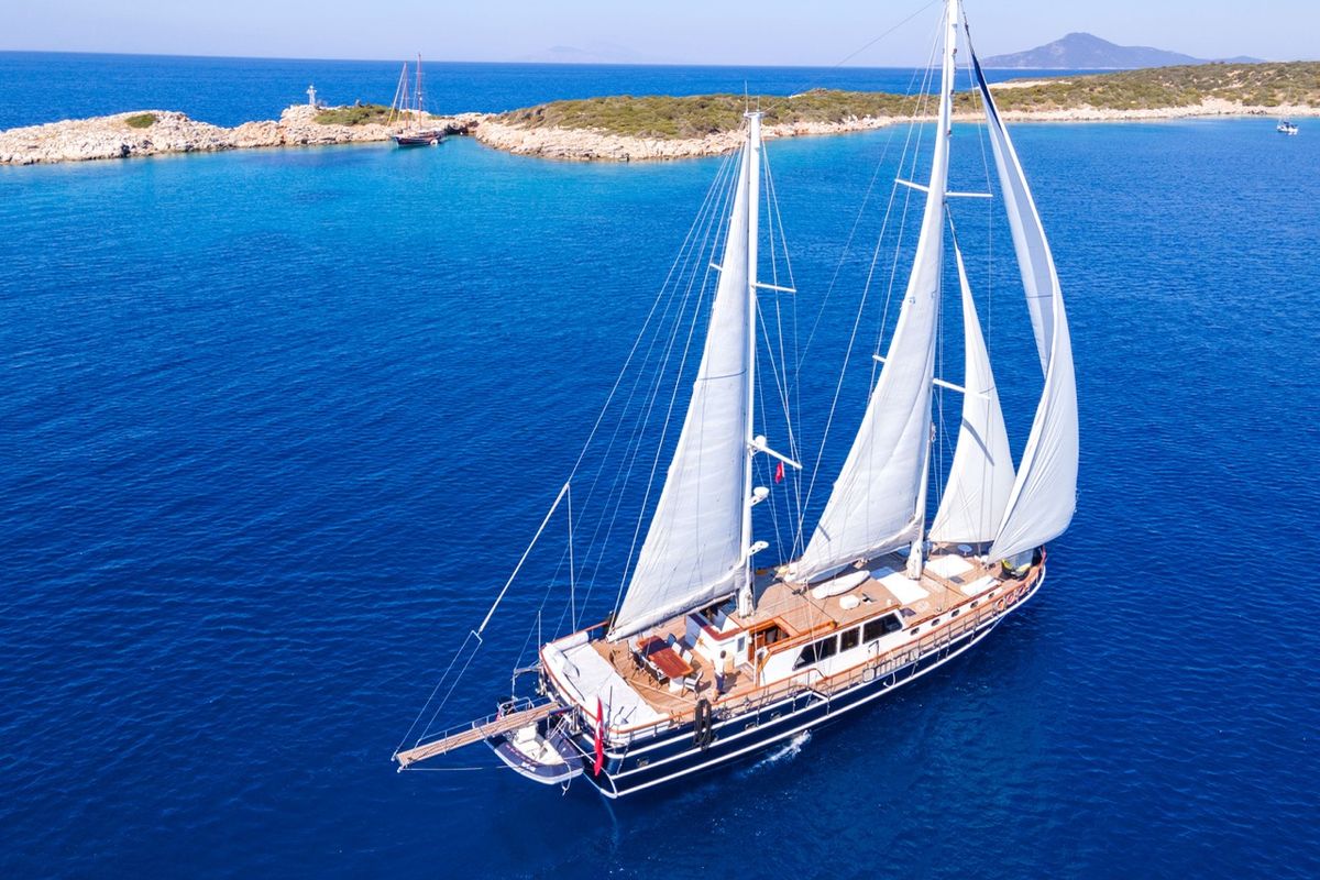 Exterior view of Dea Del Mare, a Custom Made Dea Del Mare yacht at Bodrum, Turkey