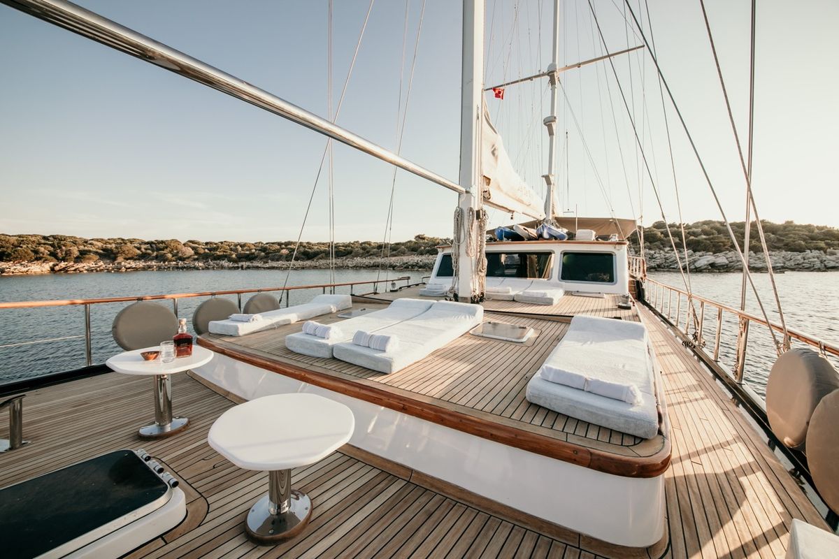 Deck of Dea Del Mare, a Custom Made Dea Del Mare yacht at Bodrum, Turkey