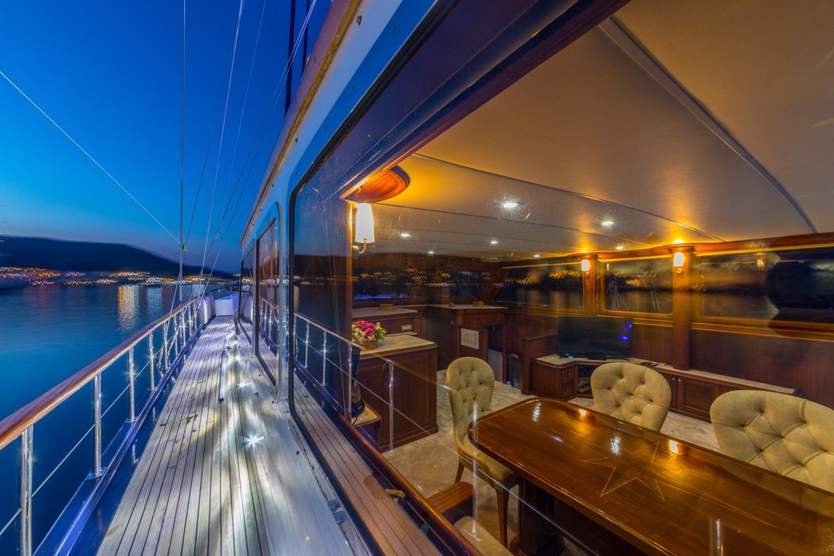 Deck of Dea Del Mare, a Custom Made Dea Del Mare yacht at Bodrum, Turkey