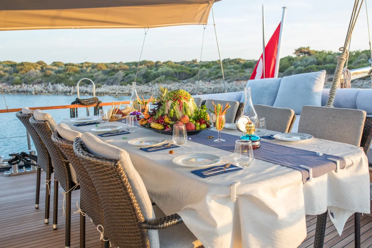 Deck of Dea Del Mare, a Custom Made Dea Del Mare yacht at Bodrum, Turkey