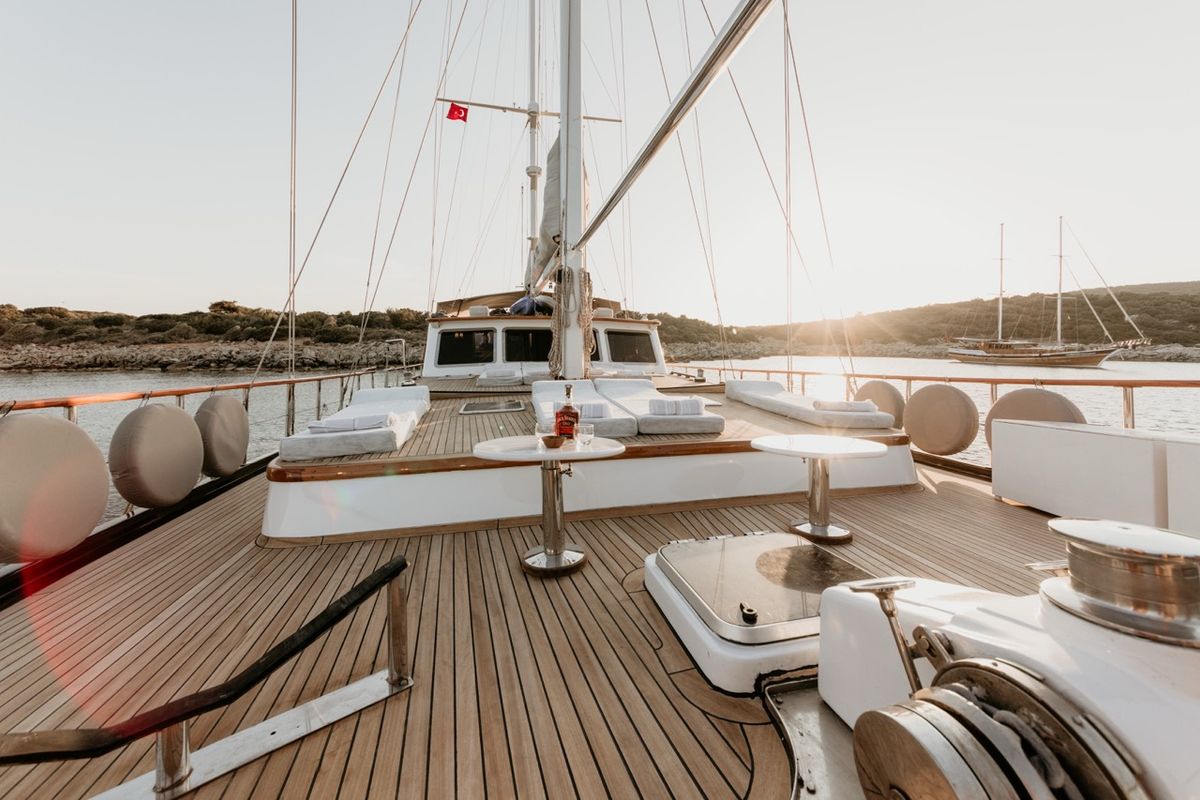 Deck of Dea Del Mare, a Custom Made Dea Del Mare yacht at Bodrum, Turkey
