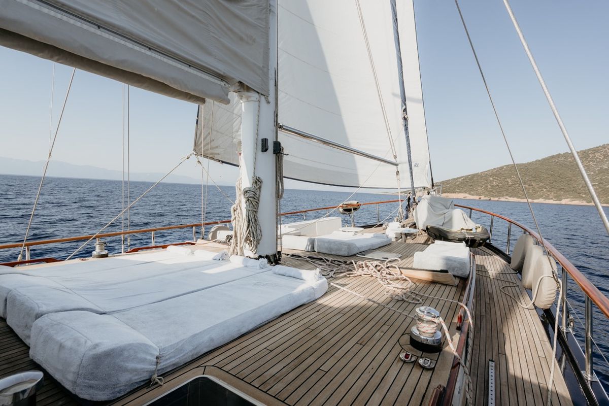 Deck of Dea Del Mare, a Custom Made Dea Del Mare yacht at Bodrum, Turkey