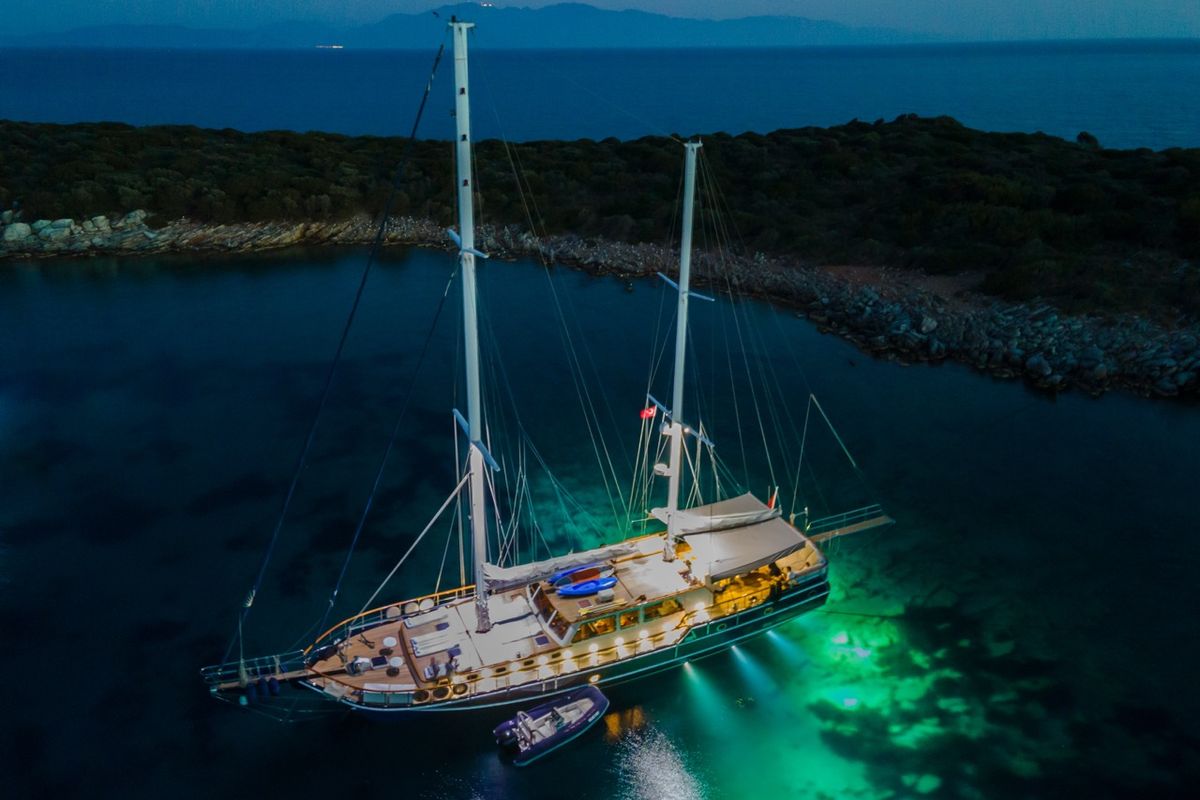 Exterior view of Dea Del Mare, a Custom Made Dea Del Mare yacht at Bodrum, Turkey