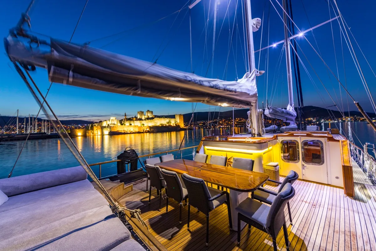 Deck of Dea Del Mare, a Custom Made Dea Del Mare yacht at Bodrum, Turkey