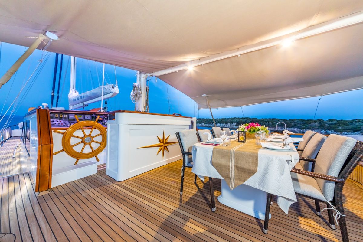 Deck of Dea Del Mare, a Custom Made Dea Del Mare yacht at Bodrum, Turkey