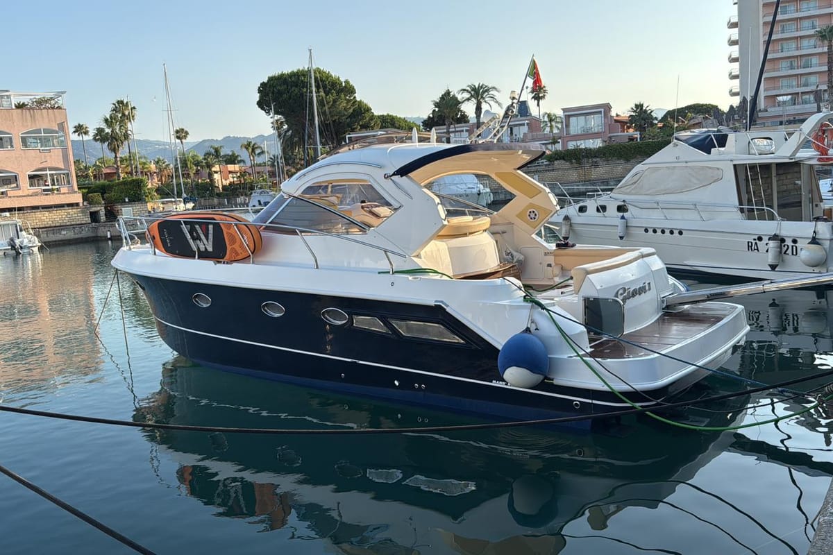 Exterior view of Giovi II, a sailboat at Tonnarella, Italy