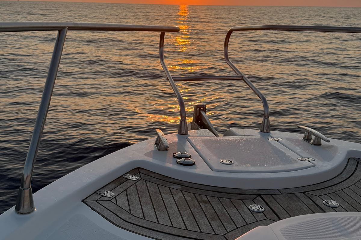 Deck of Giovi II, a sailboat at Tonnarella, Italy