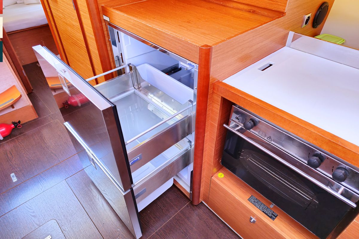 Galley of Sara, a Dufour 390 GL sailboat at Grad Kaštela, Croatia